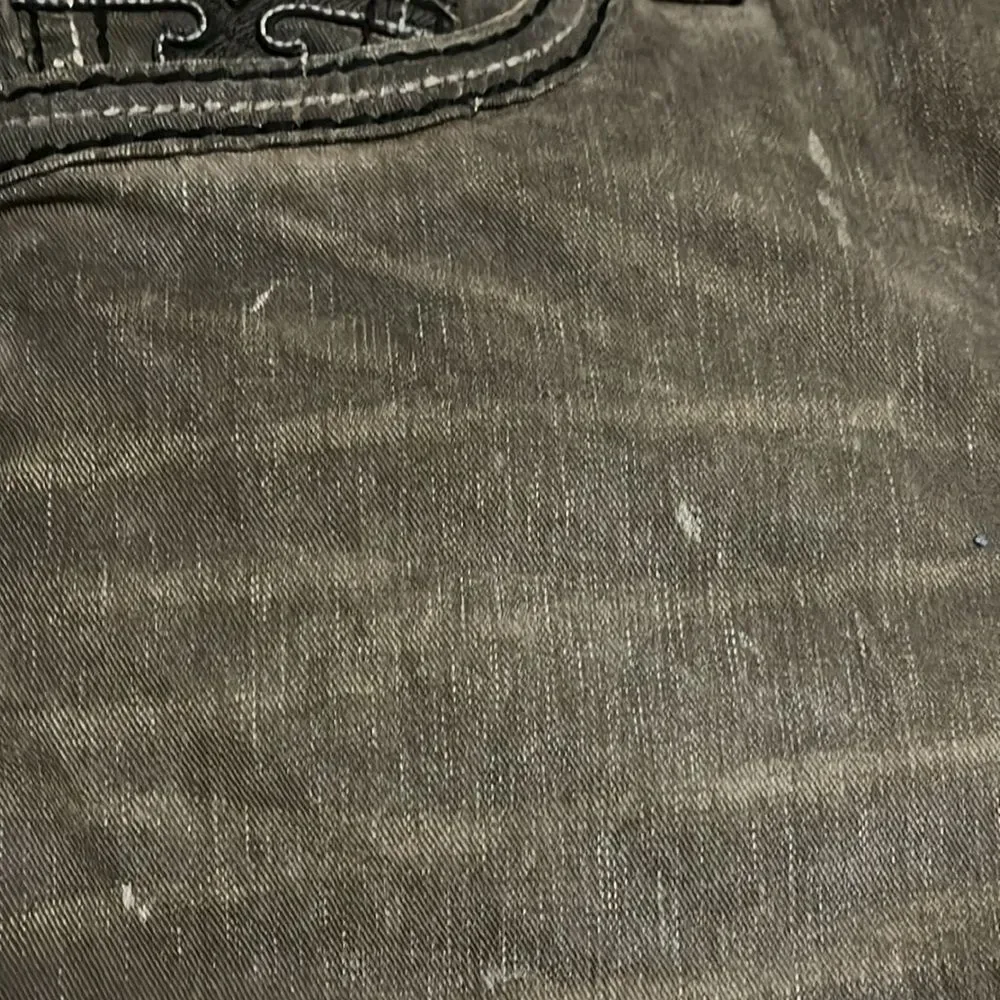 Rock Revival Armory Green Distressed Casual Contemporary Jeans